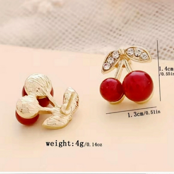 Red Cherry Earrings - Picture 3 of 4